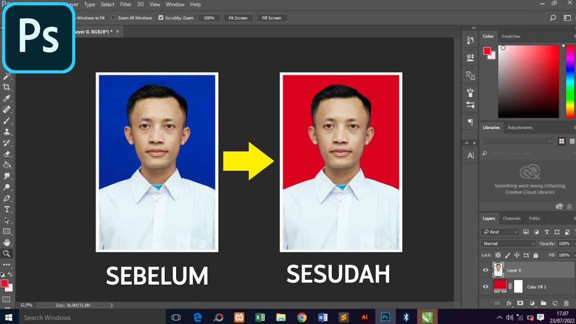 Cara Edit Foto di Photoshop Background Merah